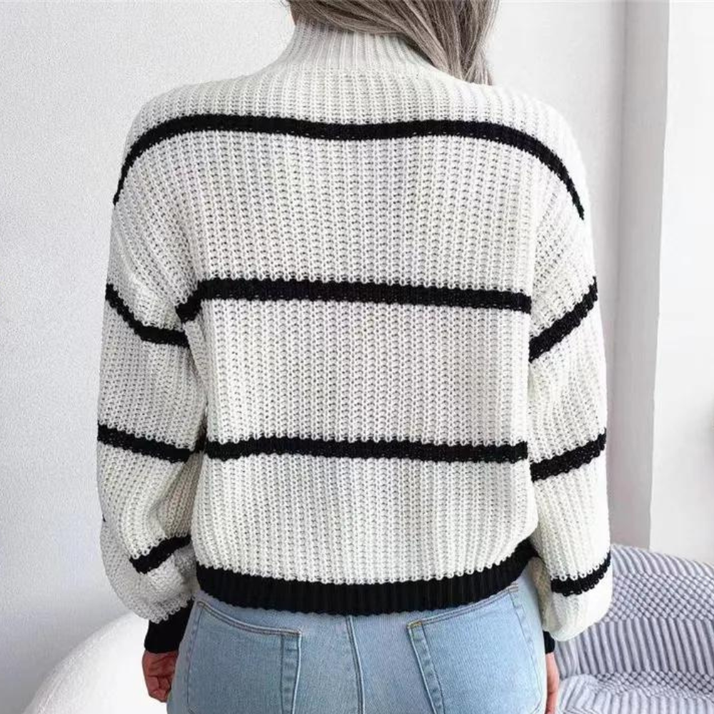EB | Stilvoller Weicher Damenpullover mit Hohem Ausschnitt