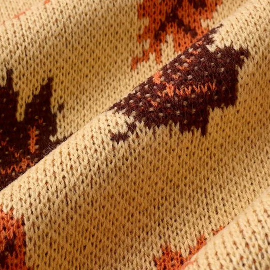 EB | Strickpullover Blattmuster Rundhals Langarm Rippbündchen