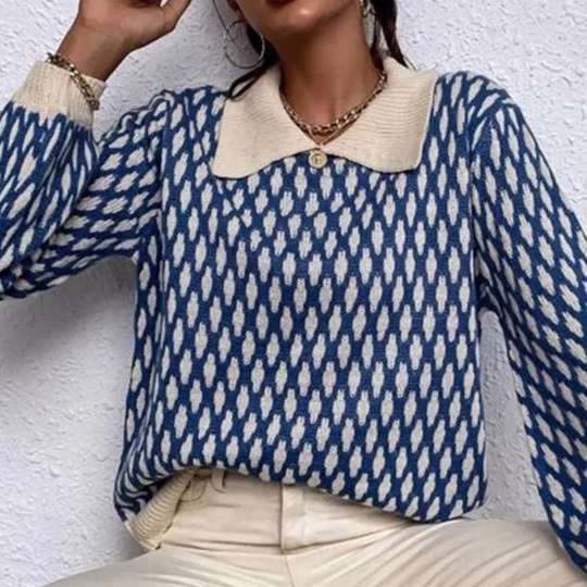 EB | Trendiger Pullover mit Kragen Detail