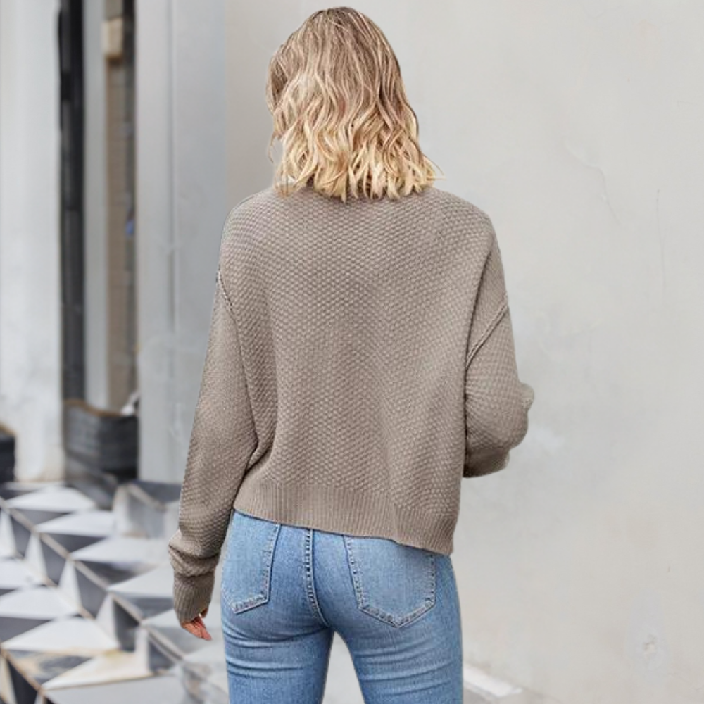 EB | Kurze Strickjacke Strukturiertes Muster Moderne Passform