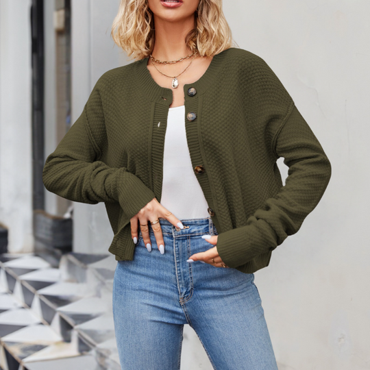 EB | Kurze Strickjacke Strukturiertes Muster Moderne Passform