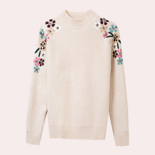 EB | Weiche Damenpullover mit Bestickten Blumen
