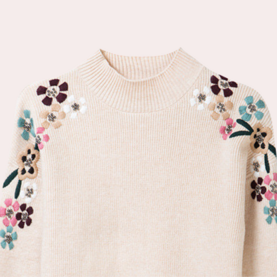 EB | Weiche Damenpullover mit Bestickten Blumen