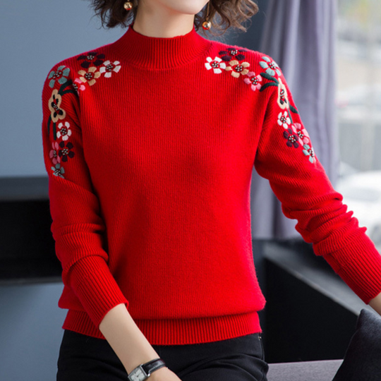 EB | Weiche Damenpullover mit Bestickten Blumen