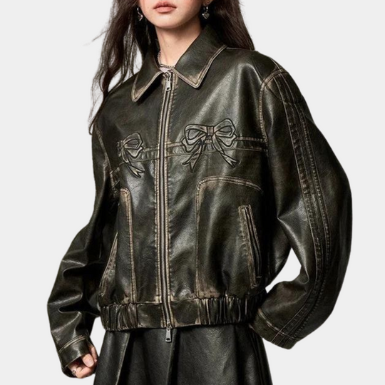 EB | Vintage-Jacke mit Schleifenknopf für Damen, Herbstkollektion