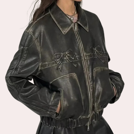 EB | Vintage-Jacke mit Schleifenknopf für Damen, Herbstkollektion
