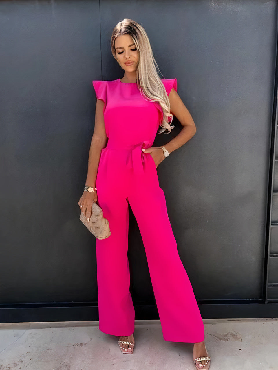 EB | Eleganter Jumpsuit mit Rüschen und Ärmeln für Damen