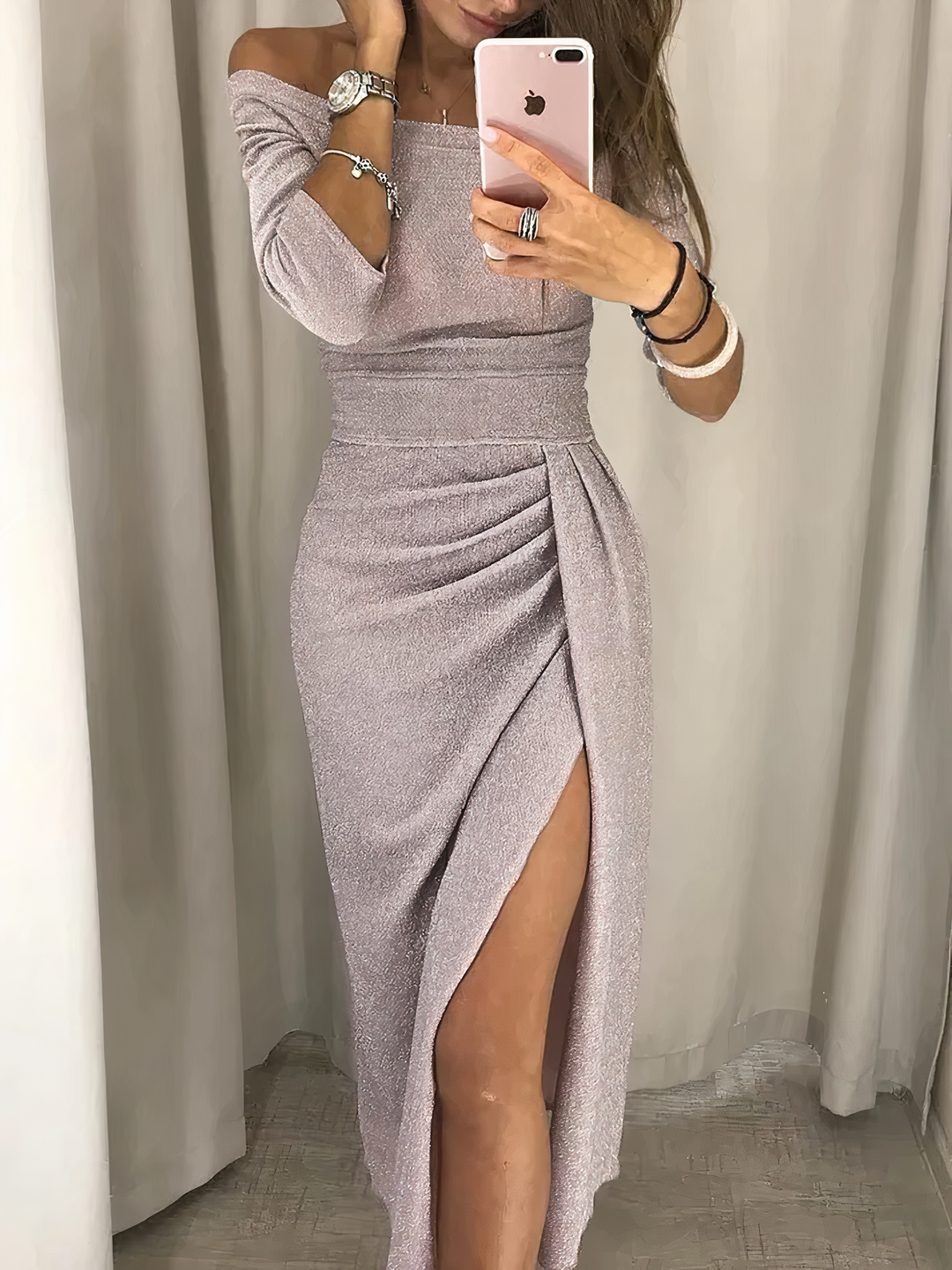 EB | Off-Shoulder Glitzerkleid