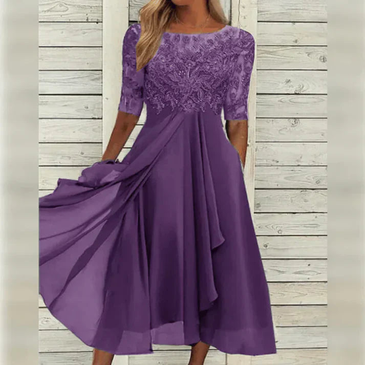 EB | Midikleid aus Spitze und Chiffon