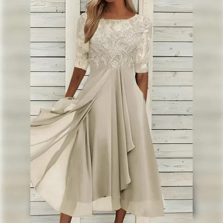 EB | Midikleid aus Spitze und Chiffon