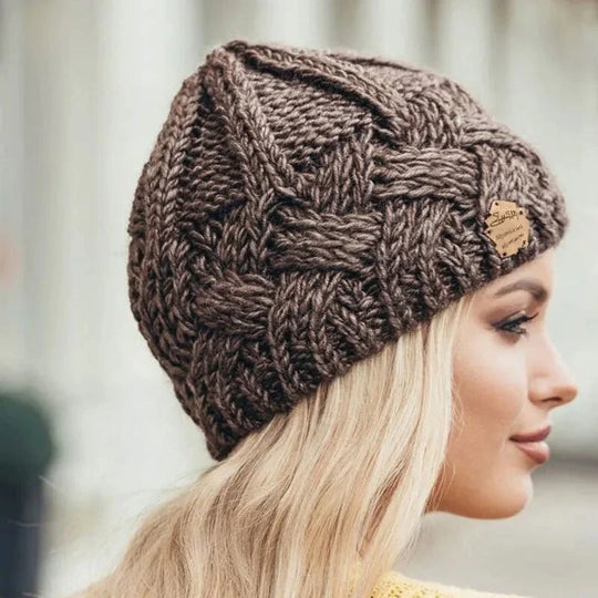 Damen Weiche Strickmütze mit Zopfmuster | EB