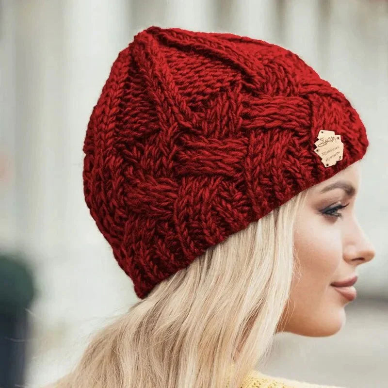 Damen Weiche Strickmütze mit Zopfmuster | EB