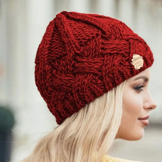 Damen Weiche Strickmütze mit Zopfmuster | EB