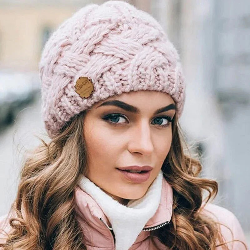 Damen Weiche Strickmütze mit Zopfmuster | EB