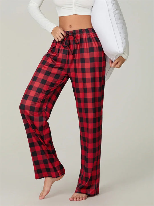 EB | Weihnachts-Plaid-Print Schnür-Elastic-Schlafhose