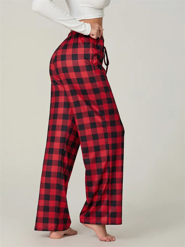 EB | Weihnachts-Plaid-Print Schnür-Elastic-Schlafhose