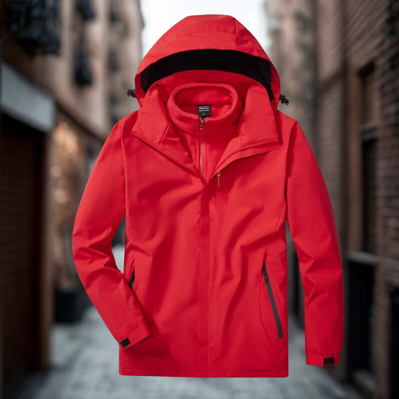 EB | Outdoor-Jacke 3-in-1 Wetterfest Abnehmbares Fleece-Innenfutter Verstellbare Kapuze