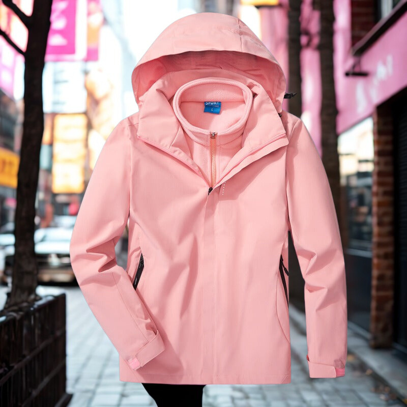 EB | Outdoor-Jacke 3-in-1 Wetterfest Abnehmbares Fleece-Innenfutter Verstellbare Kapuze