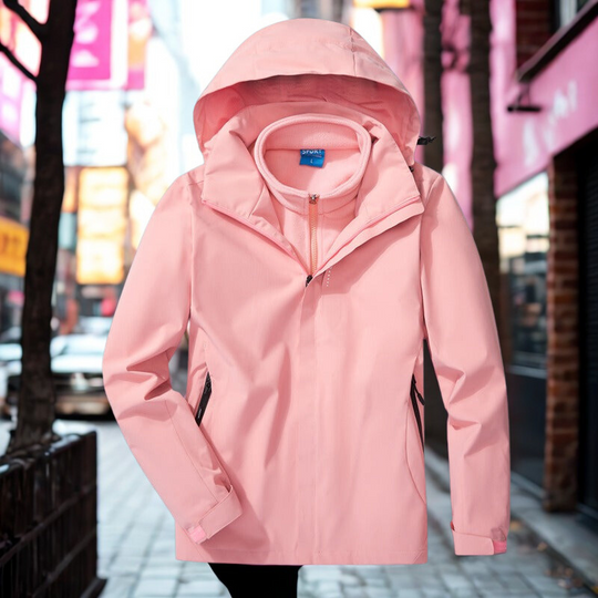 EB | Outdoor-Jacke 3-in-1 Wetterfest Abnehmbares Fleece-Innenfutter Verstellbare Kapuze