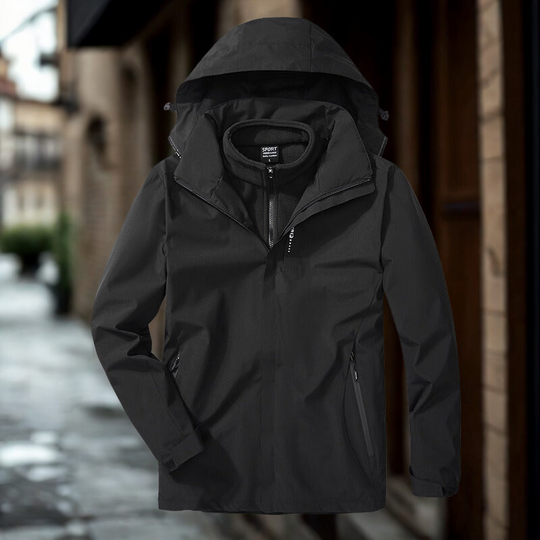 EB | Outdoor-Jacke 3-in-1 Wetterfest Abnehmbares Fleece-Innenfutter Verstellbare Kapuze