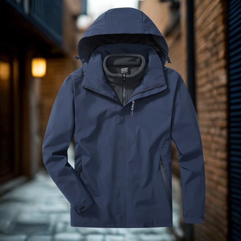 EB | Outdoor-Jacke 3-in-1 Wetterfest Abnehmbares Fleece-Innenfutter Verstellbare Kapuze