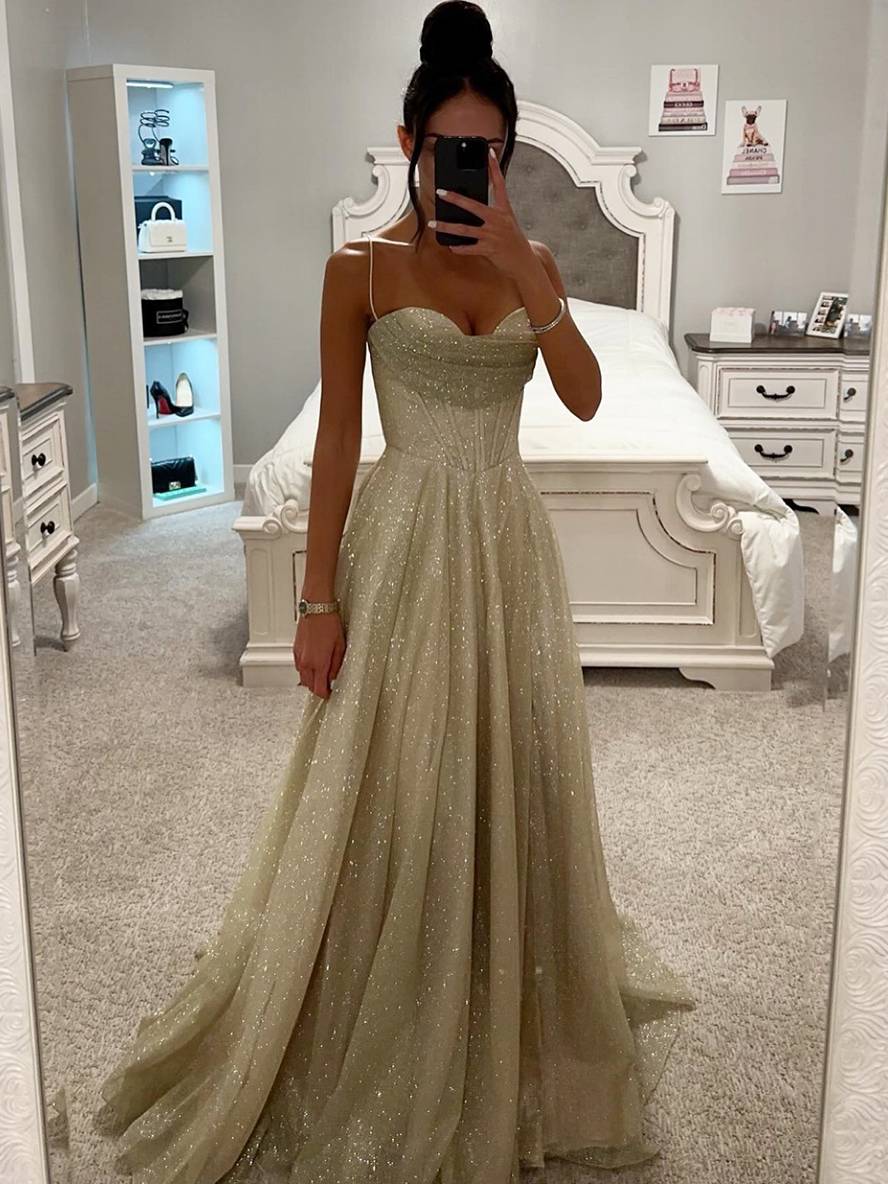 EB | Lange Kleid Bräunung mit Feinern Trägern Ärmellos Damen Elegant Abend Zeremonie