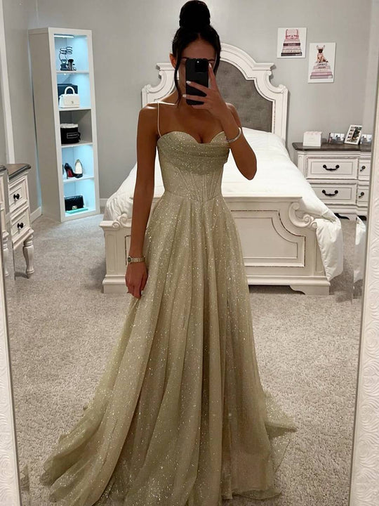 EB | Lange Kleid Bräunung mit Feinern Trägern Ärmellos Damen Elegant Abend Zeremonie