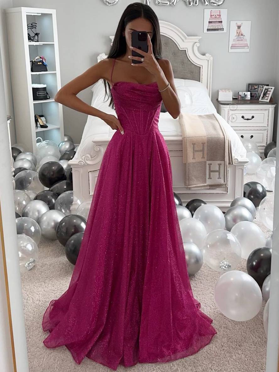 EB | Lange Kleid Bräunung mit Feinern Trägern Ärmellos Damen Elegant Abend Zeremonie