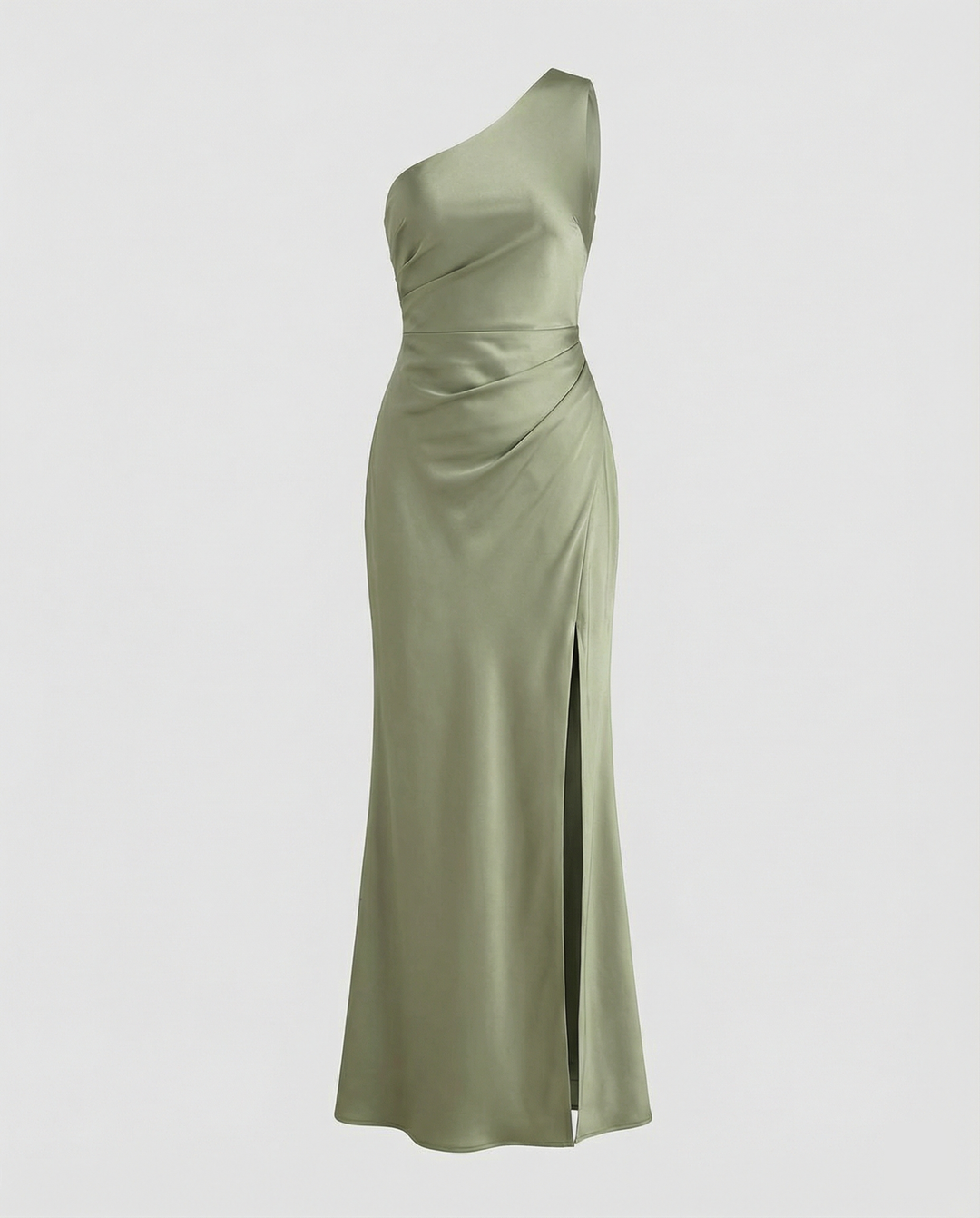 EB | Kleid Brautjungfer aus Satin Eng mit Schlitz An Der Seite Eine Schulter Ohne Ärmel Elegantes Abendkleid für Hochzeit