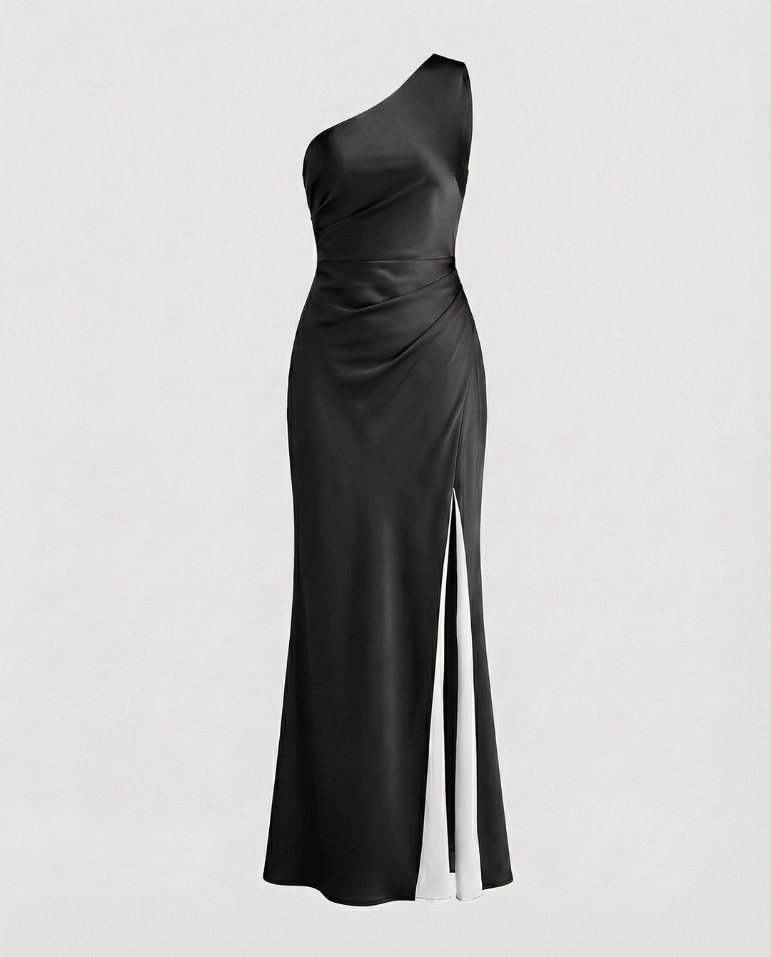 EB | Kleid Brautjungfer aus Satin Eng mit Schlitz An Der Seite Eine Schulter Ohne Ärmel Elegantes Abendkleid für Hochzeit