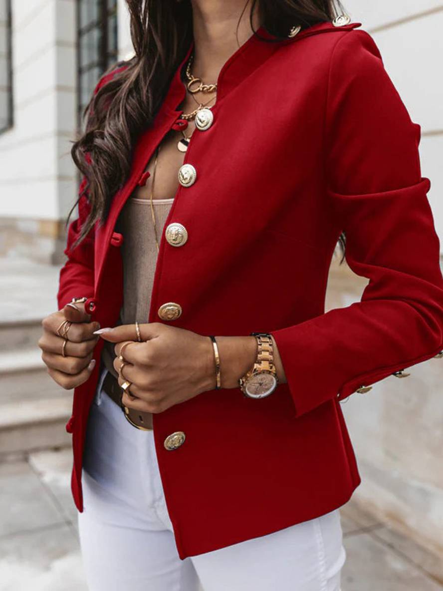 EB | Kurz Offiziersjackett mit Knopfkragen Damen Eleganter Blazer
