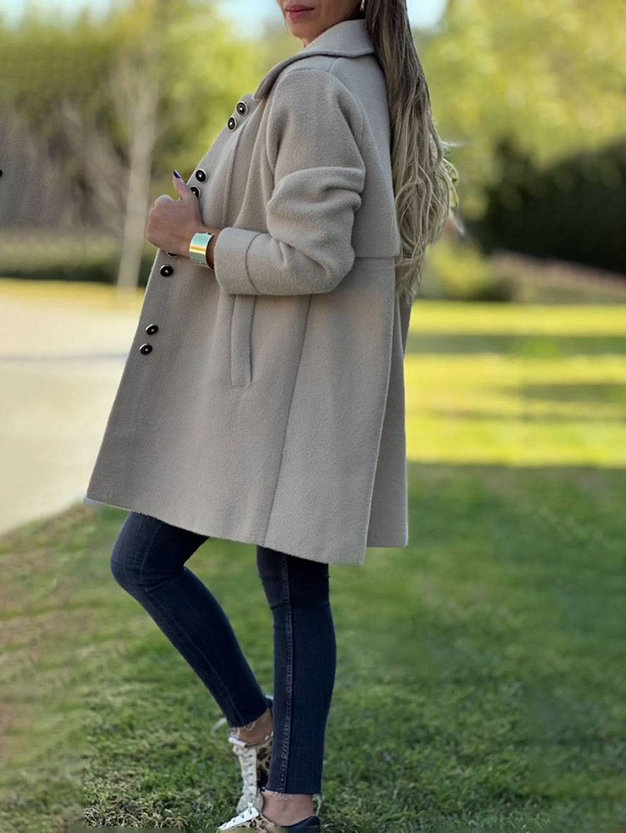EB | Wollmischung Jacke - raffinierte lange Knopf-Oberbekleidung
