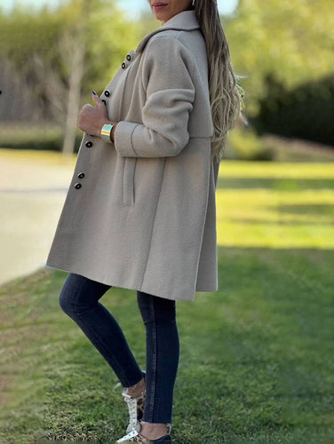 EB | Wollmischung Jacke - raffinierte lange Knopf-Oberbekleidung