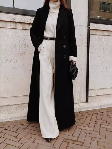 EB | schwarze Überjacke - eleganter Mantel mit geräumigen Taschen