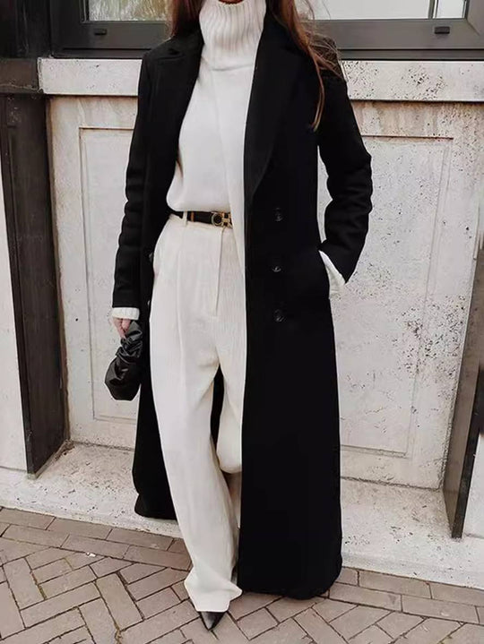 EB | schwarze Überjacke - eleganter Mantel mit geräumigen Taschen