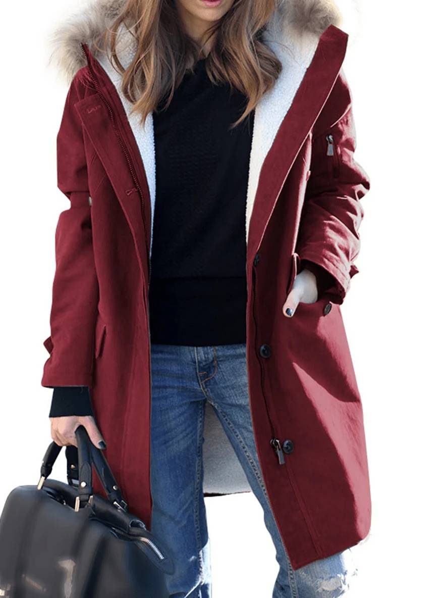 EB | Parka Jack - mid-langer Winterjacke mit Kapuze und Kunstpelz