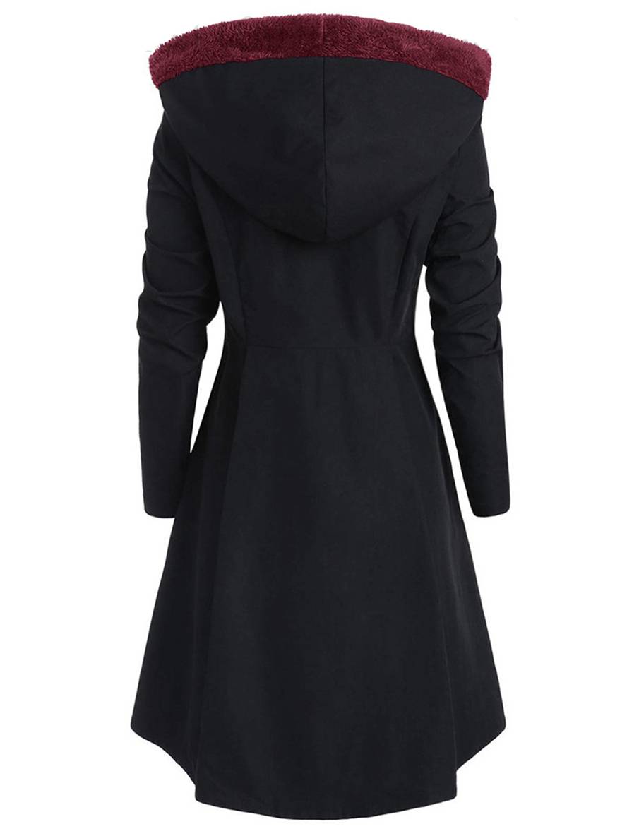 Heidi-Mode | Mid-Length Mantel mit Kapuze Knöpfen Lange Ärmel Damen Elegante Freizeitmode Halloween Weihnachten Cape