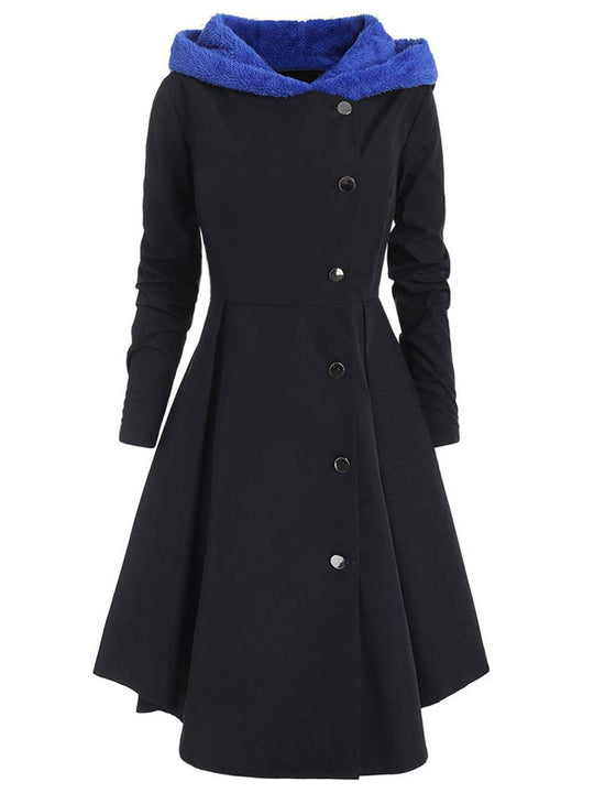 Heidi-Mode | Mid-Length Mantel mit Kapuze Knöpfen Lange Ärmel Damen Elegante Freizeitmode Halloween Weihnachten Cape
