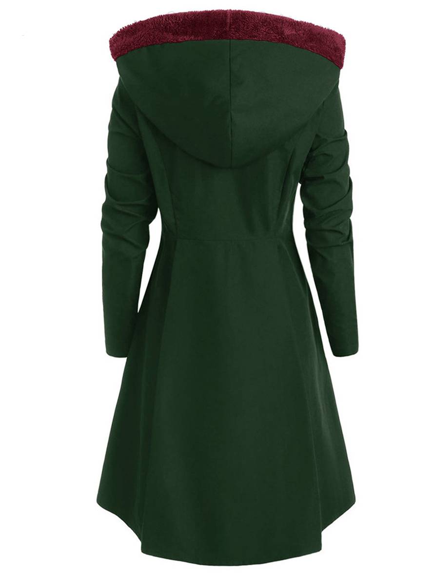 Heidi-Mode | Mid-Length Mantel mit Kapuze Knöpfen Lange Ärmel Damen Elegante Freizeitmode Halloween Weihnachten Cape