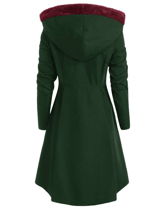 Heidi-Mode | Mid-Length Mantel mit Kapuze Knöpfen Lange Ärmel Damen Elegante Freizeitmode Halloween Weihnachten Cape