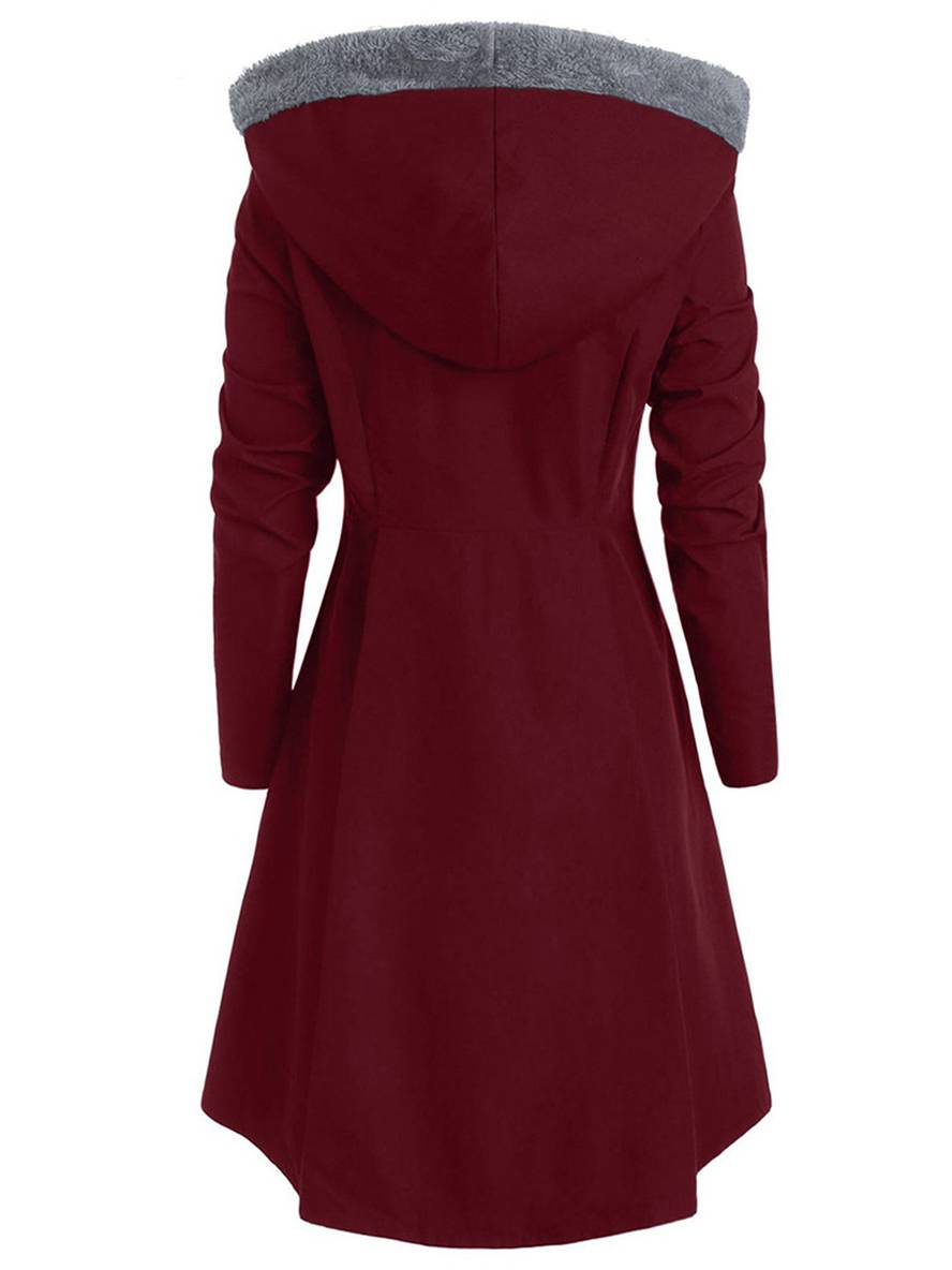 Heidi-Mode | Mid-Length Mantel mit Kapuze Knöpfen Lange Ärmel Damen Elegante Freizeitmode Halloween Weihnachten Cape