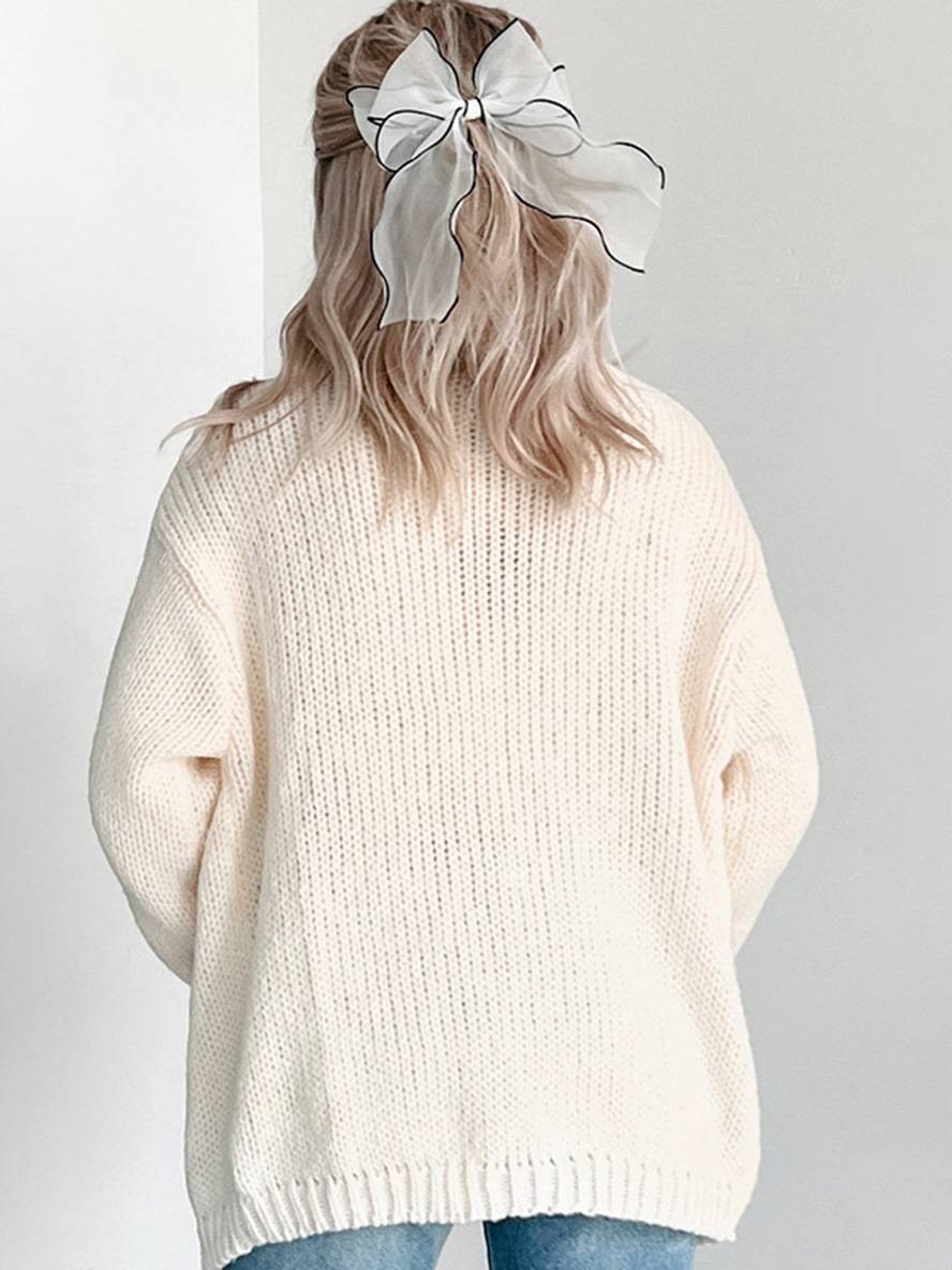Heidi-Mode | Cardigans Lanterne Kürbis Bestickt Bischofärmelig Damen Elegant Lässig Blouson