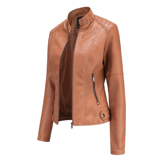 EB | Lederjacke - Biker-Stil & Stehkragen-Detail