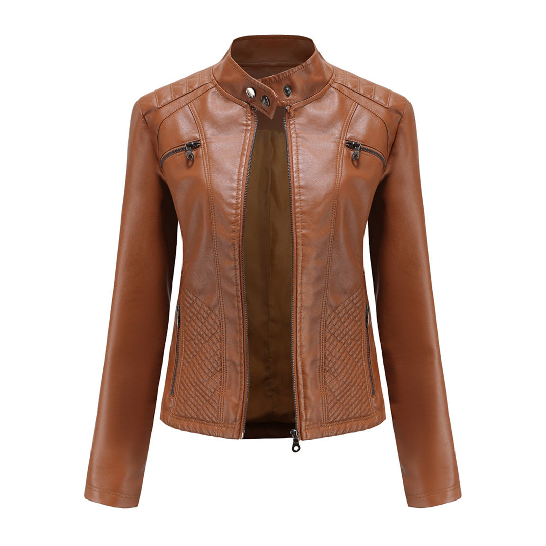 EB | Klassische Lederjacke Mit Reißverschlussdesign
