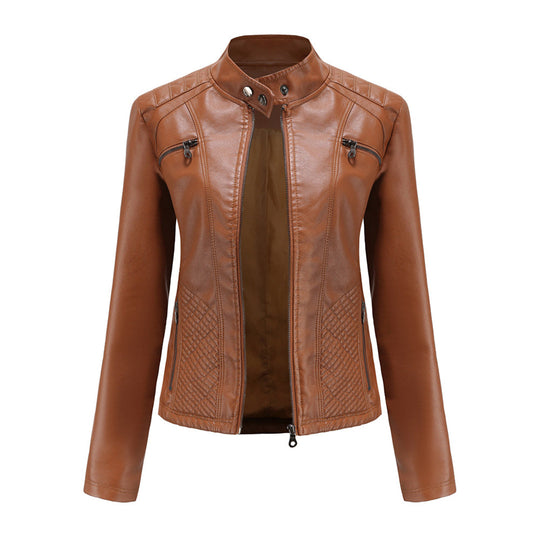 EB | Klassische Lederjacke Mit Reißverschlussdesign