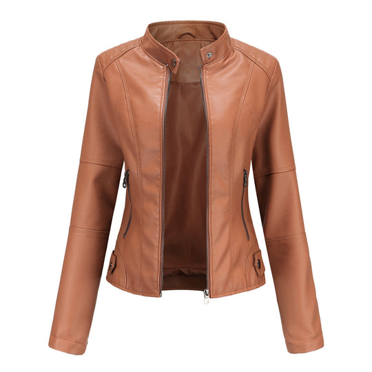 EB | Lederjacke - Biker-Stil & Stehkragen-Detail