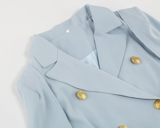 EB | Blazer Mini Kleid mit Gürtel Und Goldenen Knopfdetails
