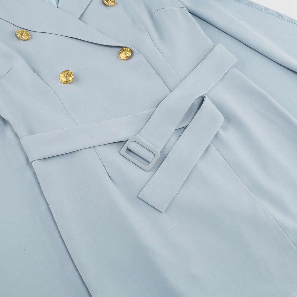 EB | Blazer Mini Kleid mit Gürtel Und Goldenen Knopfdetails