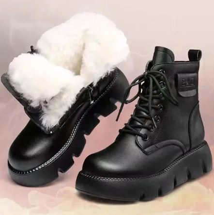 EB | Weiche Leder Retro Damen-Luftstiefel mit Reißverschluss