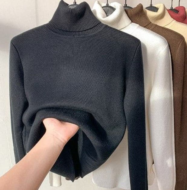 EB | Woll-Turtleneck-Pullover Geripptes Slim Fit Sweatshirt